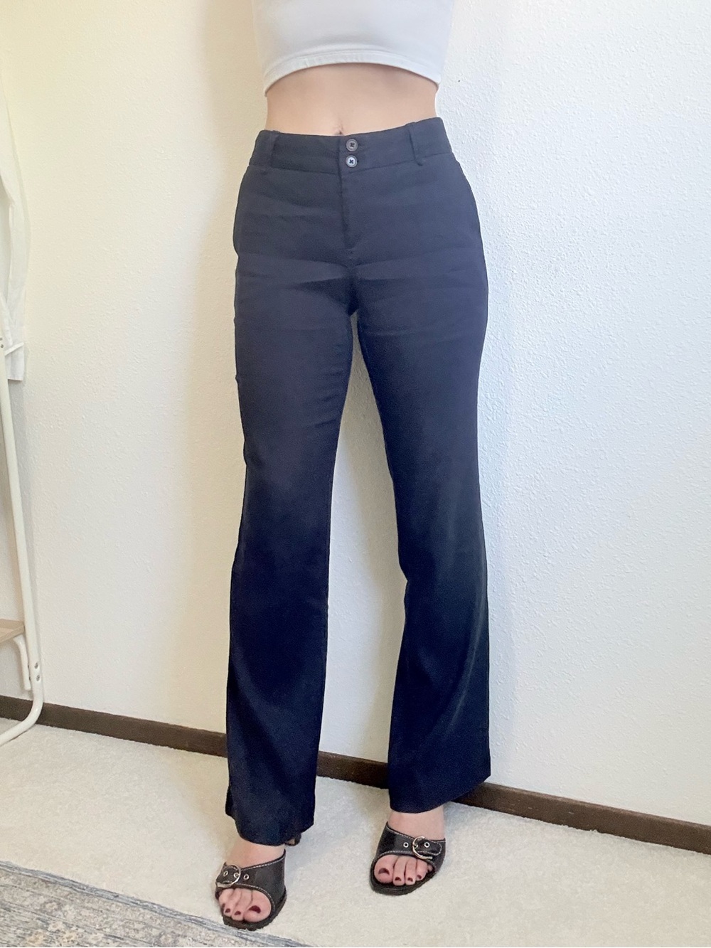 Anthropologie Elevenses Linen Blend Bootcut Pants Boho Retro Indie Minimalist - Picture 3 of 8